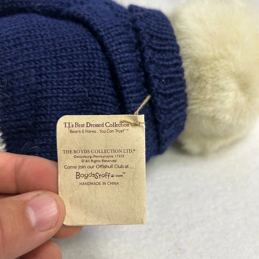 Vintage Christmas Boyds Bears Plush Cream Navy Snowman Sweater Archive Series 9